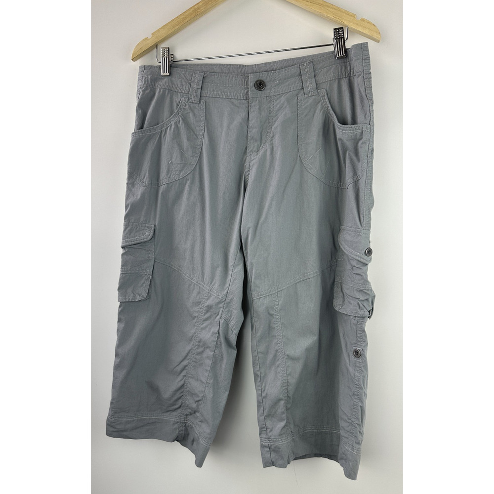 Kuhl Kontra Short Gray Cargo Convertible Roll Tab Adjustable Crop Womens Size 10 - Picture 2 of 13
